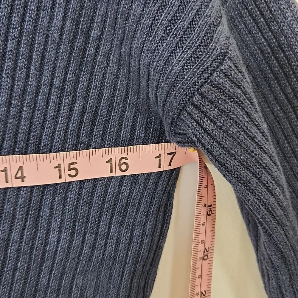 Eileen Fisher Women's Blue 100% Organic Linen Ribbed Long Sleeve Cardigan XS/TP